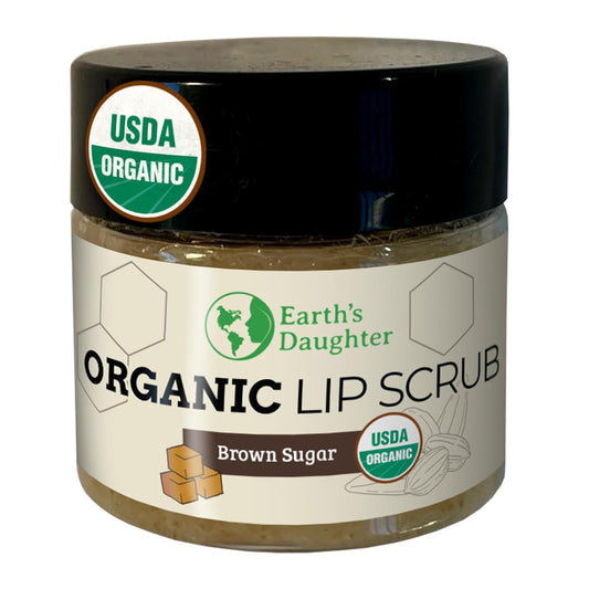 Organic Brown Sugar Lip Scrub – 0.7oz – USDA Organic, Fair Trade, Brown Sugar, Jojoba Oil, Beeswax, Coconut Oil